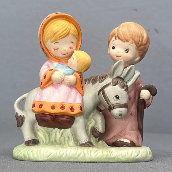 VTG Homco 5608 Child Nativity Figurine Holy Family Mary Joseph Jesus Donkey 5" - Picture 1 of 16